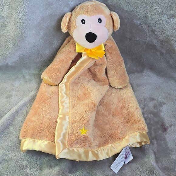 Scentsy Buddy Monkey Lovey Security Blanket Yellow Satin Trim Star Bow - Picture 1 of 7